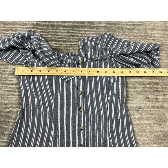 American Eagle Outfitters Top Womens Blue Striped Off‎ Shoulder Tunic Casual - Picture 4 of 12